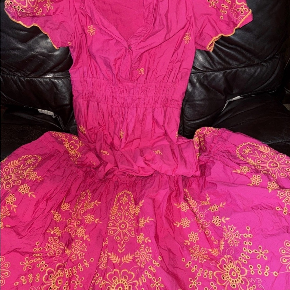 Pink and Gold Embroidered Dress